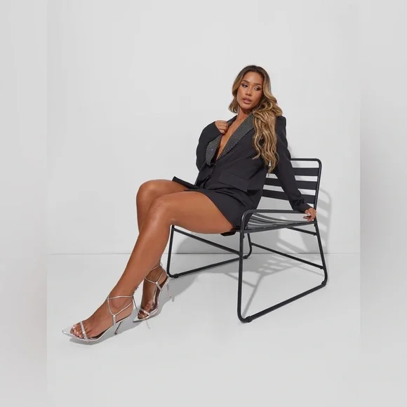 Kaiia Diamante Trim Mini Blazer Dress in Black NWT - Picture 6 of 11